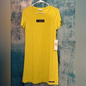 Calvin Klein Yellow Green T-Shirt Dress
